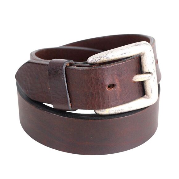 CLASSIC SADDLE BROWN REAL LEATHER 1 3/8"Wd CASUAL DRESS MEN'S BELT Sz 38/95 (X46 - Picture 2 of 13